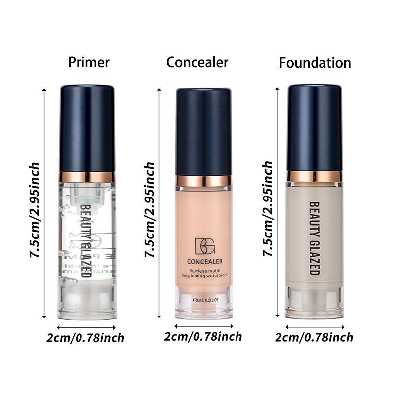 Multi-use Facial Makeup Set, 1 Count Concealer & 1 Count Foundation Cream & 1 Count Primer, Moisturizing Liquid Foundation Makeup Cream, Makeup Product for Women