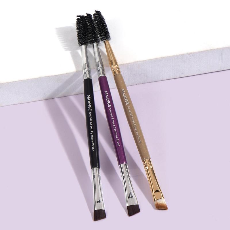 Double Ended Eyebrow Brush, 3 Counts set 2 in 1 Eye Brow Brush, Eyelash Brush, Professional Angled Brow Brush, Versatile Beauty Makeup Brushes, Christmas Gift