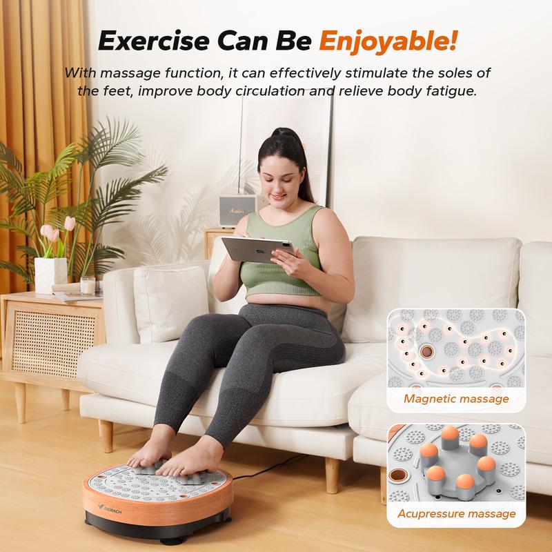 MERACH Round Model Vibration Plate Exercise Machine with massage, Lymphatic Drainage Machine, Whole Body Workout for Fitness, Gifts