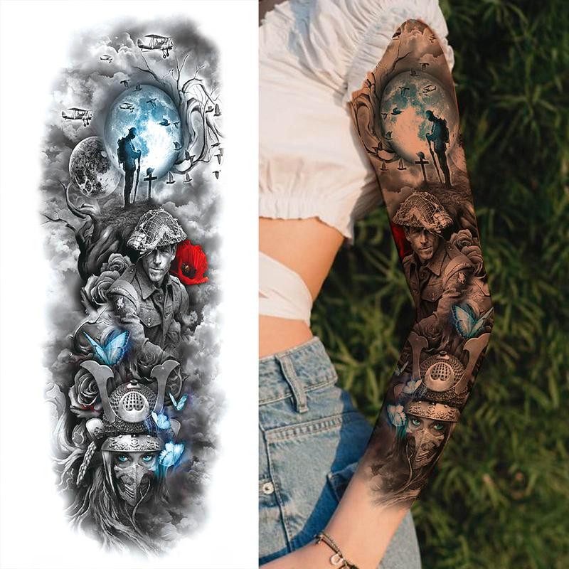 Figure Pattern Full Arm Temporary Tattoo Sticker, Waterproof Long Lasting Fake Sleeve Tattoo Decals, Body Art Decoration for Men & Women