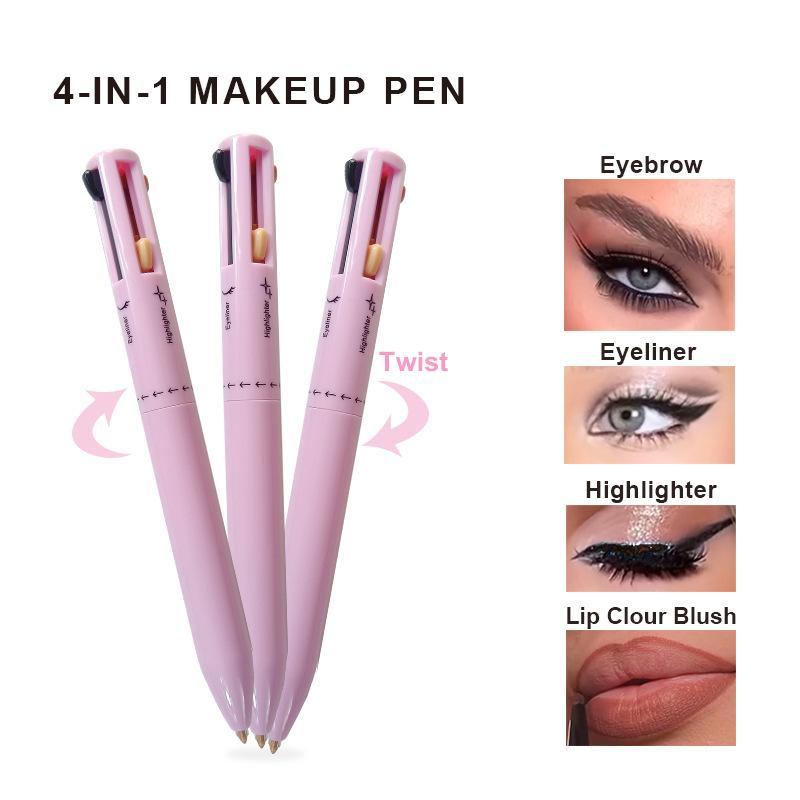 4 In 1 Multi-functional Makeup Pen, 1 Count Long Lasting Eyebrow Pencil Highlighter Pen, Portable Makeup Pen For Women & Girls