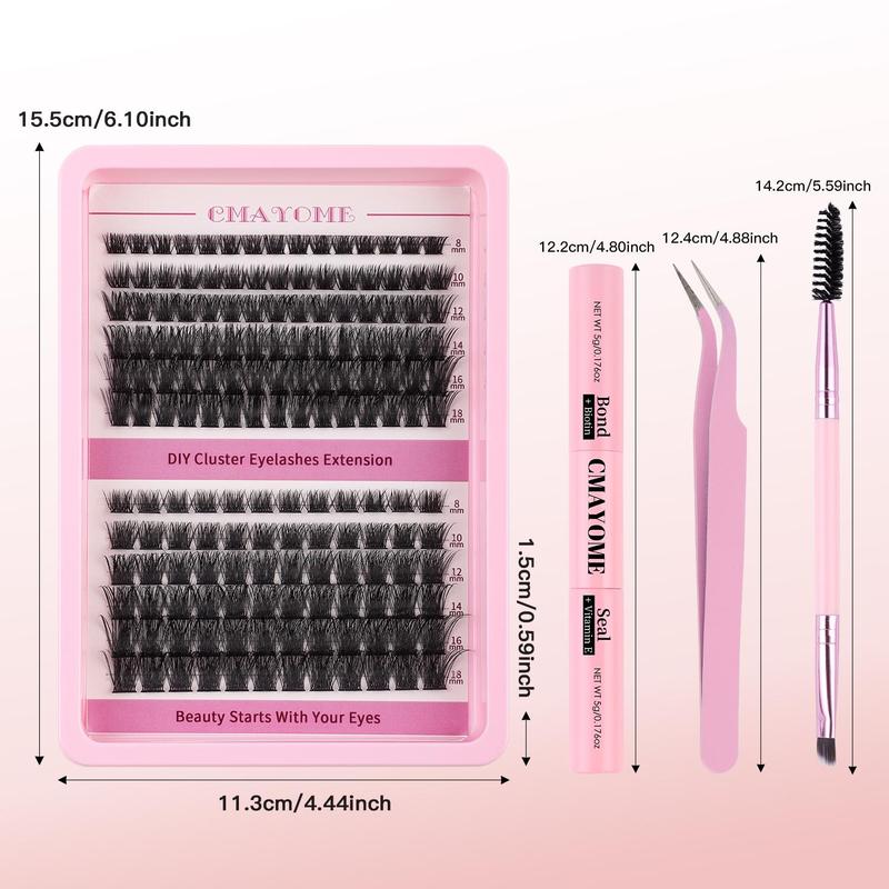 Natural Look Eyelash Extensions, 1 Set Mixed Length Individual False Eyelashes with Eyelash Glue & Tweezers, Eye Makeup Enhancement Tool for Women & Girls