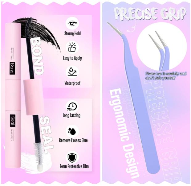 Cat Eye Lash Clusters Kit Natural Lash Extensions Kit 216 Pcs Wispy Cluster Eyelash Extensions C Curl Inidvidual Lashes Kit with Lash Bond and Seal and Tweezers by Mavphnee