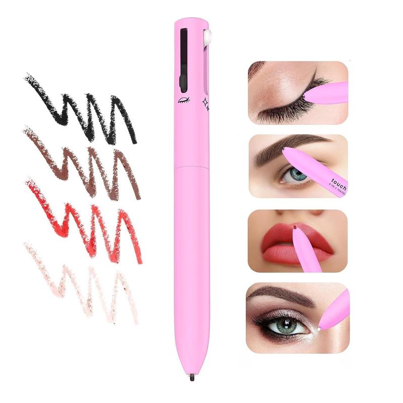 4 In 1 Multi-functional Makeup Pen, 1 Count Long Lasting Eyebrow Pencil Highlighter Pen, Portable Makeup Pen For Women & Girls