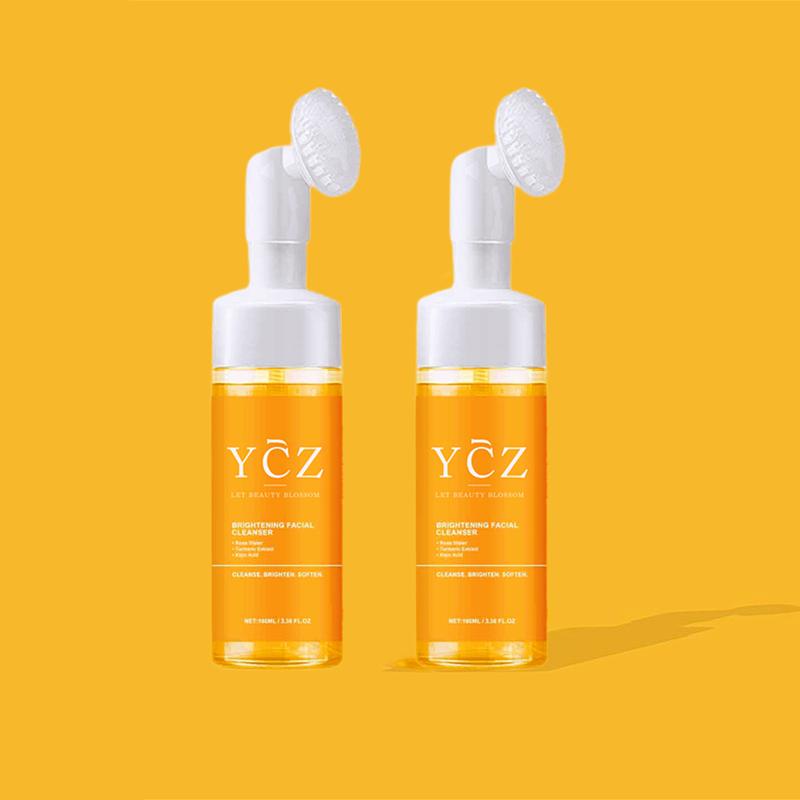 $6.99 Now - YCZ Turmeric Kojic Acid Foaming Facial Cleanser + Silicone Brush Cleansing Skincare Gentle Comfort Skin Repair