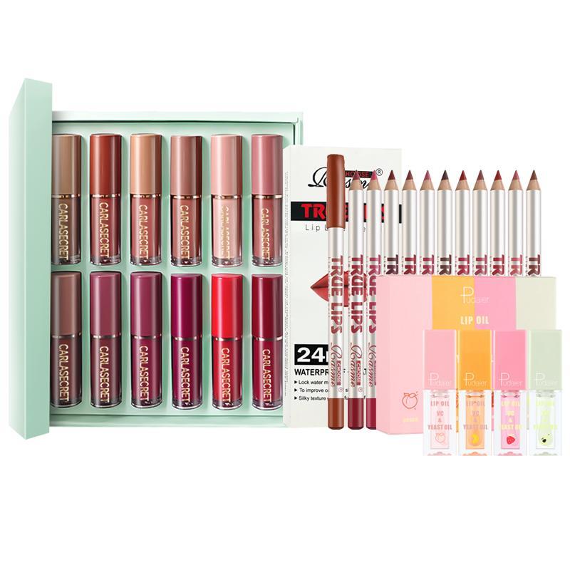 Lipstick & Lip Liner Set, 1 Set Moisturizing Lipstick & Lip Liner, Suitable for All Occasions Lip Makeup, Girls and Women Makeup Accessories