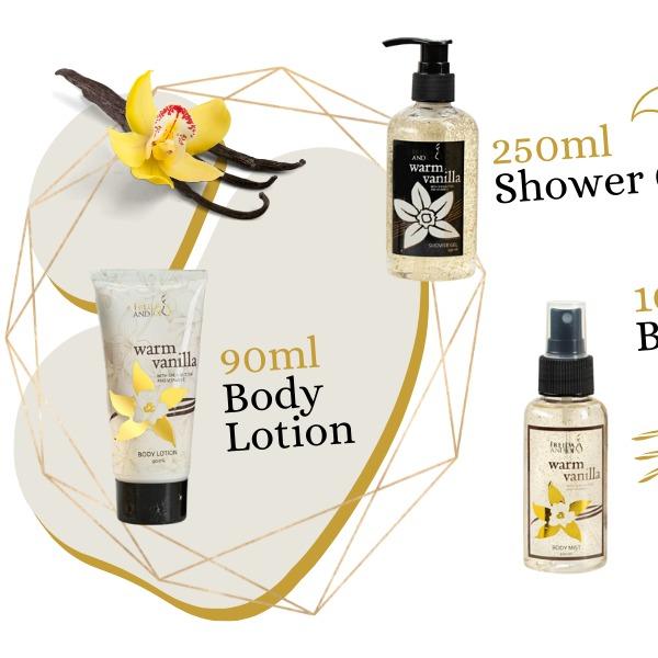 Bath and Body Gift Set for Her Warm Vanilla Fragrance Bath & Body Spa Gift Set - Perfect Gift Basket for Women