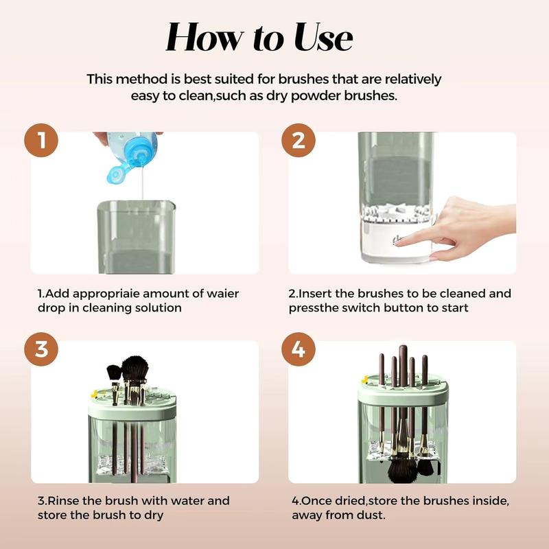 Electric makeup brush cleaner: a fast and efficient machine for deep cleaning of all brushes, small and portable, suitable for travel and family