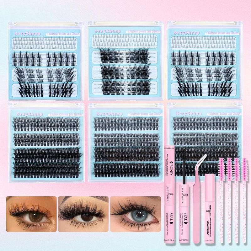 Mixed Length & Style False Eyelashes Kit, 6 Boxes Individual Eyelash with Glue & Remover & Tweezers Eyelash Applicator & 4 Brushes, Eyelash Extensions, Eye Makeup Accessories for Women