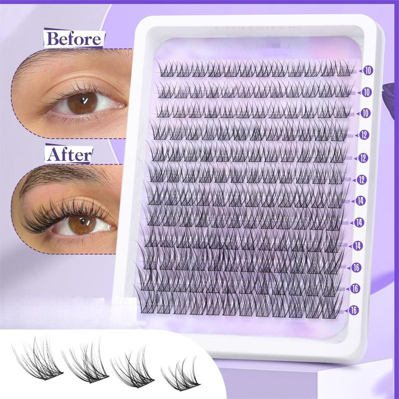 Natural Lash Cluster Kit: Slim, C Curl - 144 Single Lashes (10 - 16mm) Eyelash Extension Kit