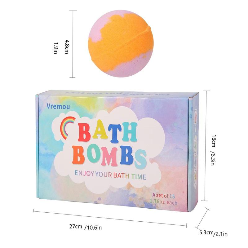 Bath Bomb Set, 15pcs box Colorful Shower Ball with Luminous Surprised Toys Inside, Moisturizing Body Wash Ball, Bath & Body Care Product for Women & Men, Christmas Gift