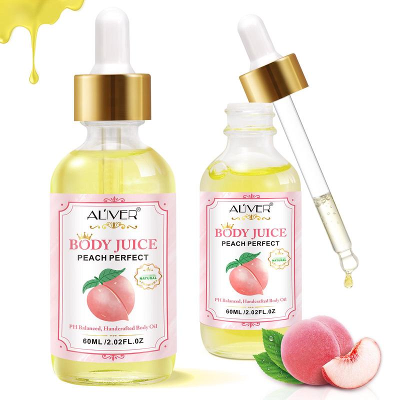 Aliver Body Juice Oil Peach Perfect, PH Balanced Handcrafted Body Oil (60ML   2.02 FL.OZ)