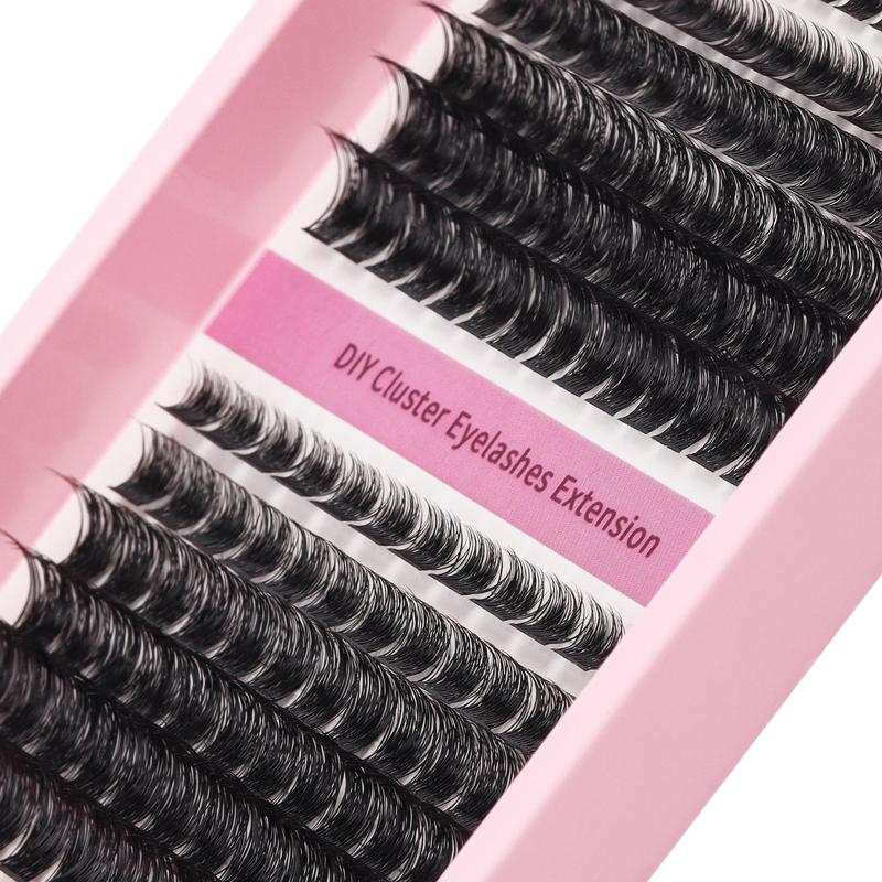 Natural Look Eyelash Extensions, 1 Set Mixed Length Individual False Eyelashes with Eyelash Glue & Tweezers, Eye Makeup Enhancement Tool for Women & Girls