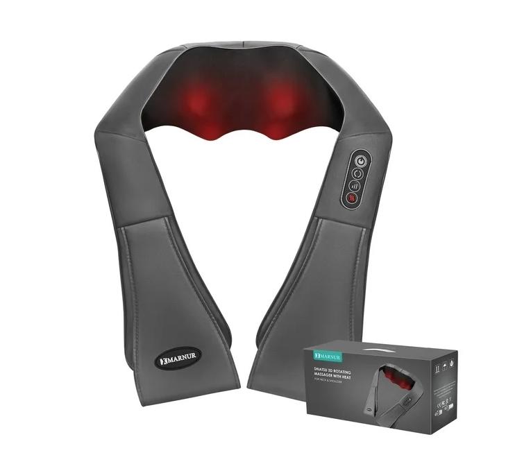 Neck and Shoulder Massager, Deep Kneading Massager with Heat for Full-body, Gray