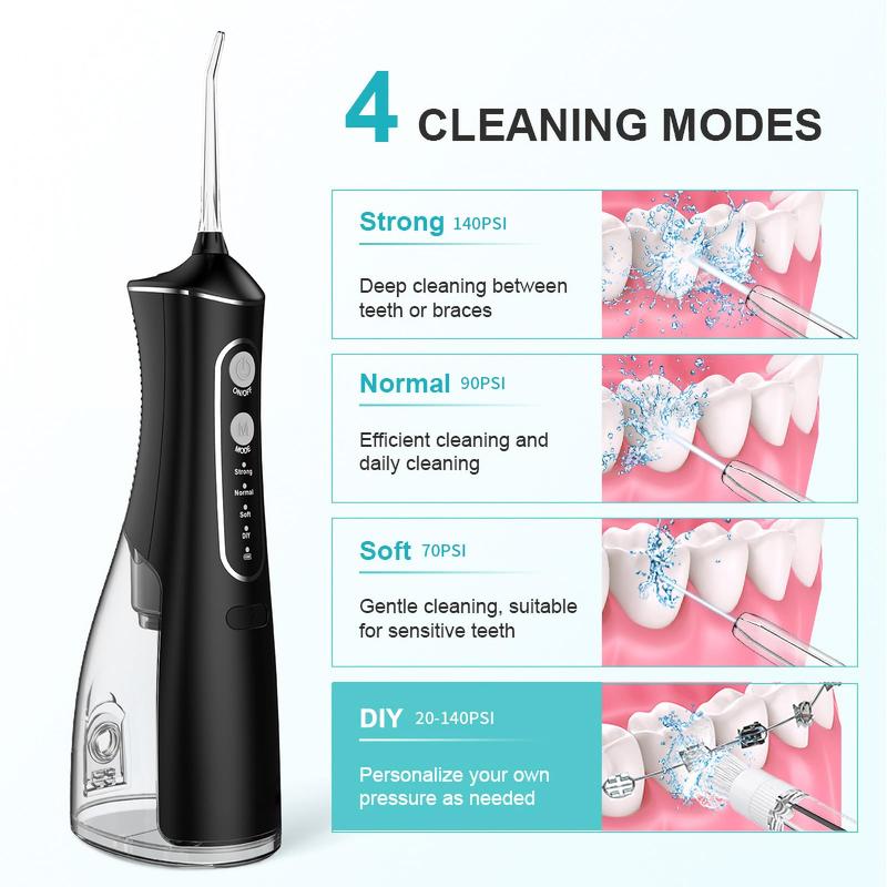 Portable Water Flosser, 1 Box Rechargeable Oral Irrigator with 4pcs Nozzle & 1pc USB Charging Cable, Removable Water Flosser for Home & Travel, Dental Care Tool for Adults & Kids