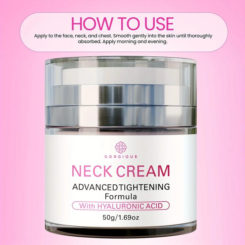 Neck Cream with Hyaluronic Acid Advanced Tightening Cream To Reduce Chin Chest Area Neck Lines for Youthful Skin