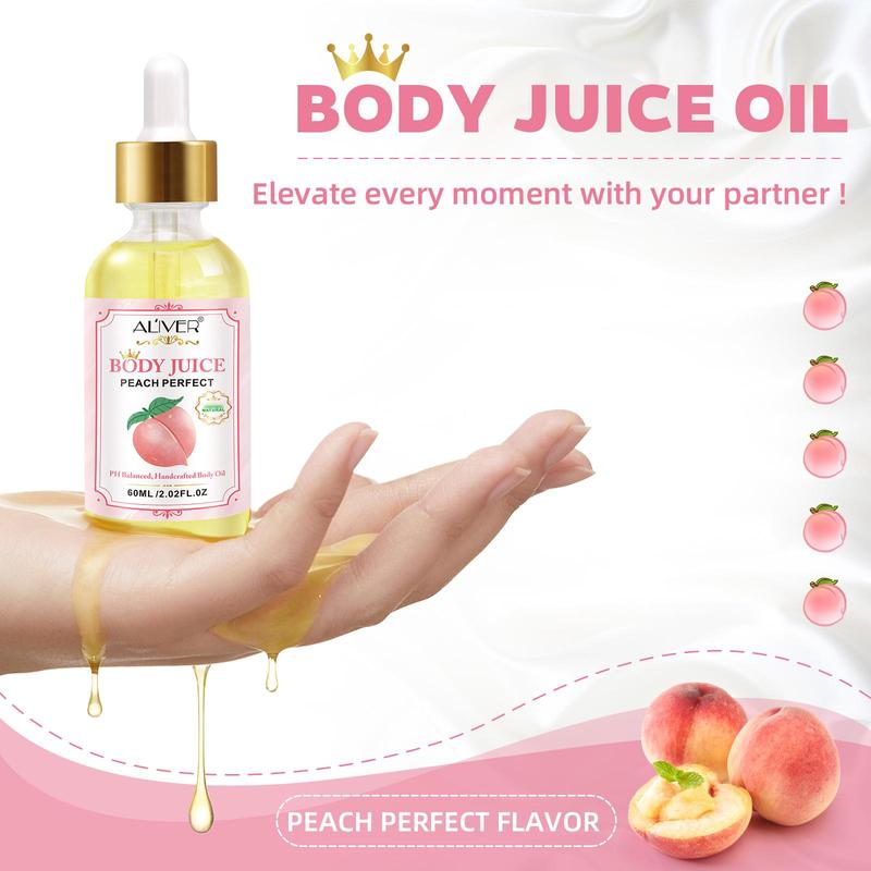 Aliver Body Juice Oil Peach Perfect, PH Balanced Handcrafted Body Oil (60ML   2.02 FL.OZ)