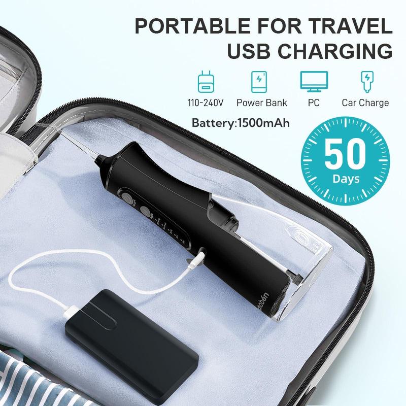 Portable Water Flosser, 1 Box Rechargeable Oral Irrigator with 4pcs Nozzle & 1pc USB Charging Cable, Removable Water Flosser for Home & Travel, Dental Care Tool for Adults & Kids