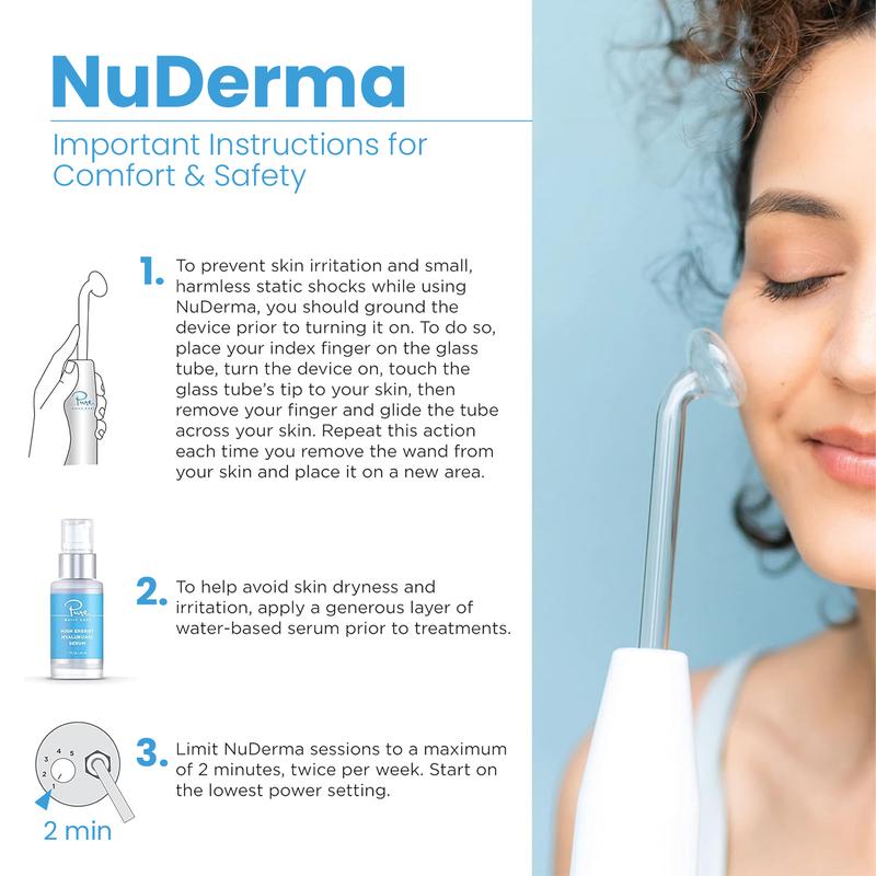 NuDerma Standard High Frequency Wand for Anti-Aging and Anti-Acne Neon Argon Gas by Pure Daily Care