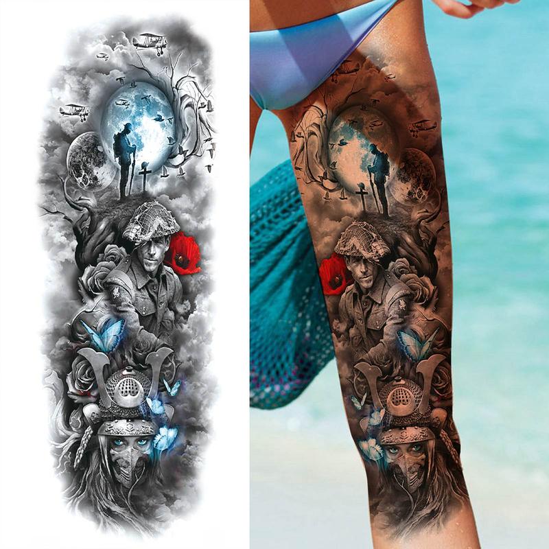 Figure Pattern Full Arm Temporary Tattoo Sticker, Waterproof Long Lasting Fake Sleeve Tattoo Decals, Body Art Decoration for Men & Women