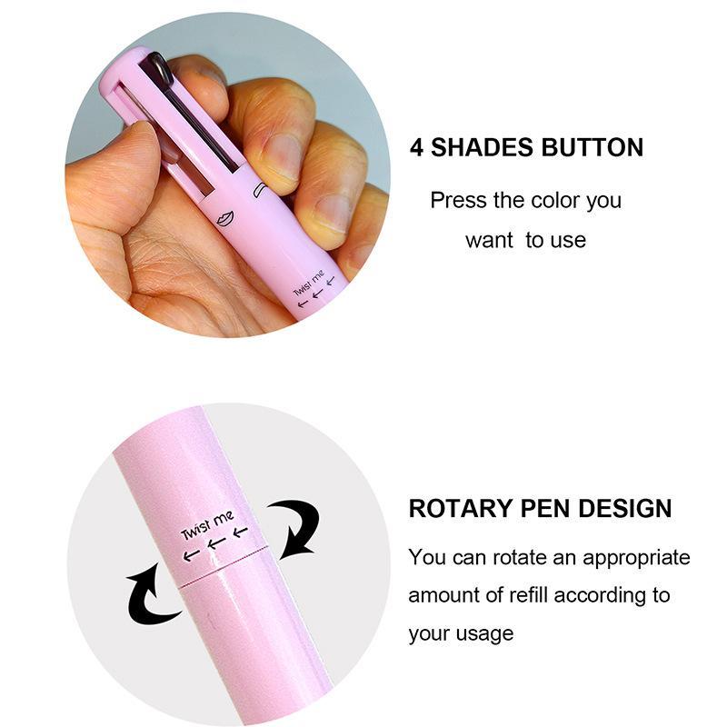 4 In 1 Multi-functional Makeup Pen, 1 Count Long Lasting Eyebrow Pencil Highlighter Pen, Portable Makeup Pen For Women & Girls