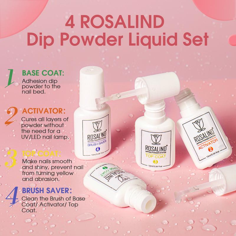 ROSALIND 29PCS Dip Nails Powder Starter Kit with Base & Top Coat, Brush Restorer and Activator Kit dip kit powder dip dippowder nailart color powder