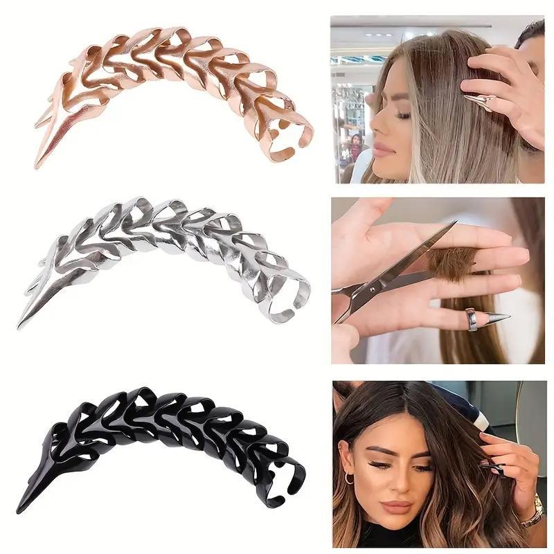 Hair Beauty Set, 8 Counts Hair Parting Rings & 2 Counts Rat Tail Braiding Comb Separating Comb and 1 Count Magnetic Wrist & 5 Counts Clip, Hair Styling Tools