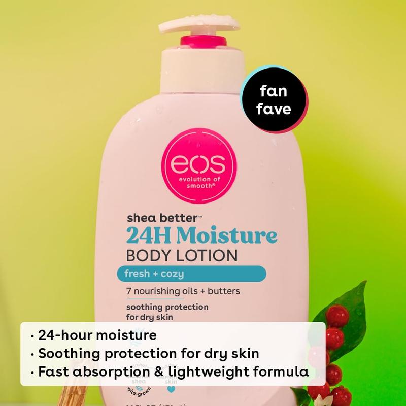 eos Shea Better Body Lotion- Fresh & Cozy, 24-Hour Moisture Skin Care, 16 fl oz Body Care Moisturize, Lightweight Nourishing