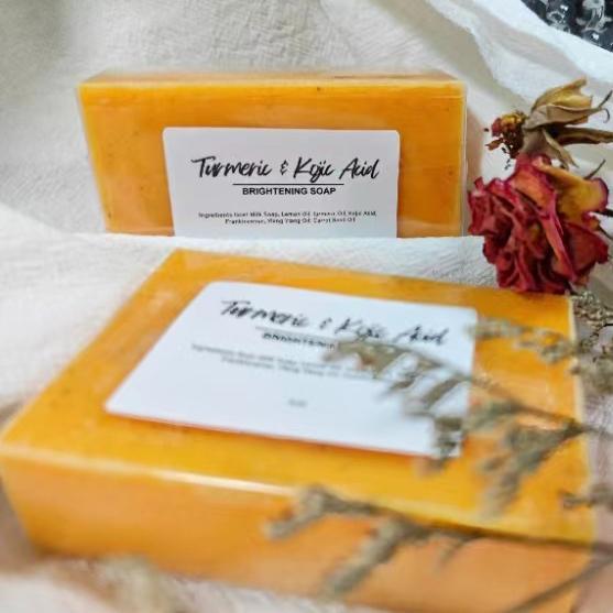 Lemon Turmeric Kojic Soap, Turmeric Face And Body Soap, Turmeric Soap Bar, Natural Turmeric Soap Bar Body Care Body Wash Coconut Organic Acne Comfort Cleansing Skin Repair Skin Care Cleanser