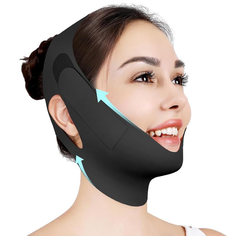 Chin Strap for Sleeping,Adjustable Chin Strap,Jaw Strap,Jawline Shaper,Face Slimming V Line Lifting Mask,Deep Black,M