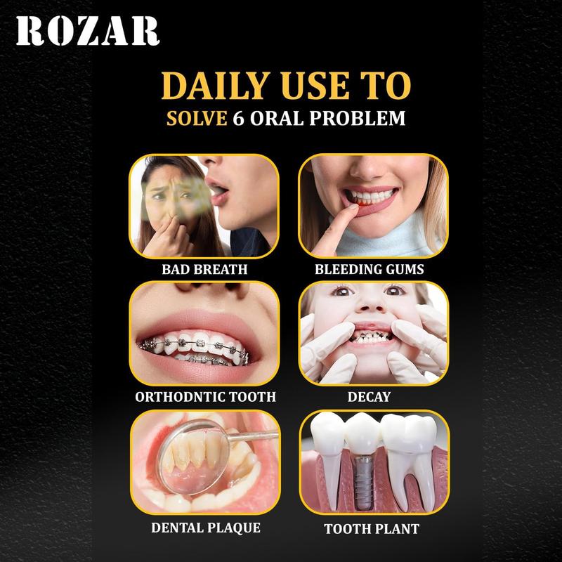 ROZAR Water Dental Flosser Pick for Teeth, 5 Modes Cordless Portable 300ML Larger Water Tank Oral Irrigator IPX7 Waterproof 5 Jet Tips for Home & Travel Black