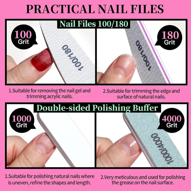 FANDAMEI Nail Care Tool Kit, Nail Files 100 180, Nail Buffer Block, Cuticle Nippers, Cuticle Trimmer, Cuticle Pusher, Nail Lifter for Ingrown Toenails, Nail Tools, Nail Kit, Pedicure & Manicure Tools