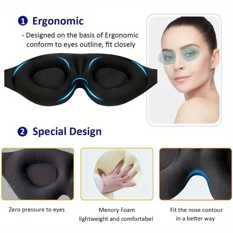 3D Contour Cup Sleep Mask, 1 Count Soft & Comfortable Eye Mask, Ergonomic Design Light Blocking Eye Cover for Traveling Yoga Nap