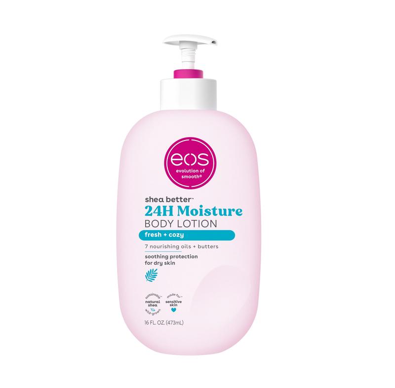 eos Shea Better Body Lotion- Fresh & Cozy, 24-Hour Moisture Skin Care, 16 fl oz Body Care Moisturize, Lightweight Nourishing