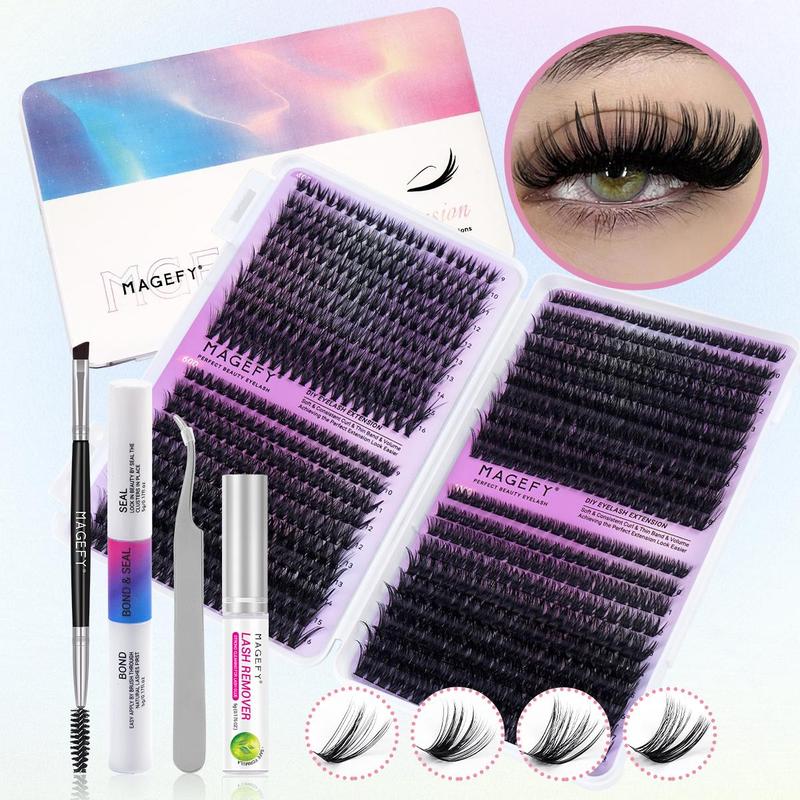 Eyelash Extension Kit, 800pcs set Individual False Eyelashes with Glue & Glue Remover & Tweezers & Brush, Professional Eye Makeup Accessories, Christmas Gift