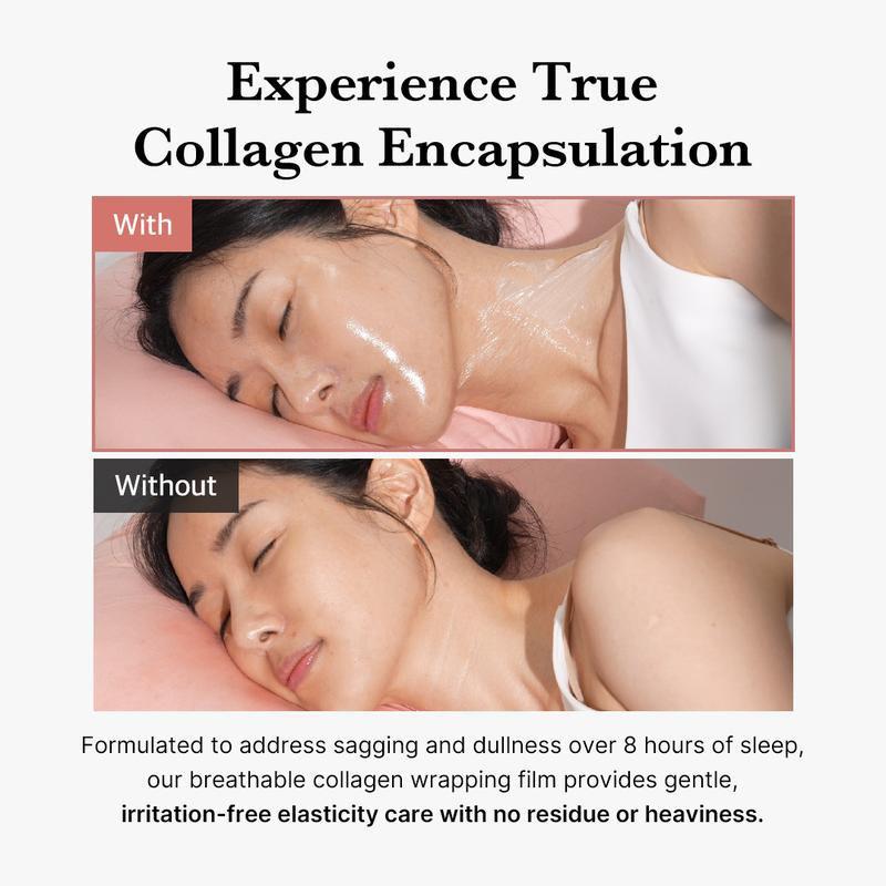 Collagen Night Wrapping Mask：Elasticity Collagen Overnight Wrapping Peel Off Facial Mask Pack & Hydration Care, Korean Skin Care, Sleep, fall off, glow