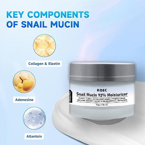  Snail Mucin Moisturizer + Vitamin C Serum  + Dual-Tube Facial Cleanser , 3 Step Skin Care Kit