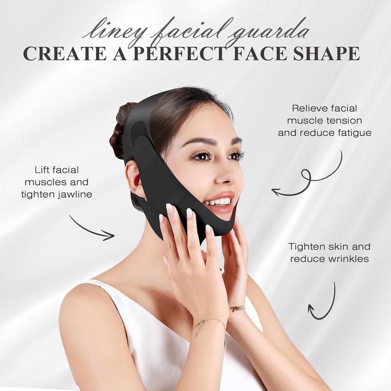 Chin Strap for Sleeping,Adjustable Chin Strap,Jaw Strap,Jawline Shaper,Face Slimming V Line Lifting Mask,Deep Black,M