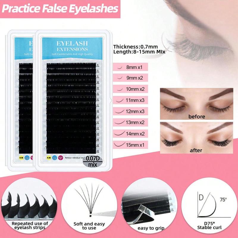 Eyelash Extension Kit, 1 Set Professional Lash Extension Kit for Beginners, Including Practice Mannequin Head Lash Tray, Glue, Tweezers, Grafting Lash