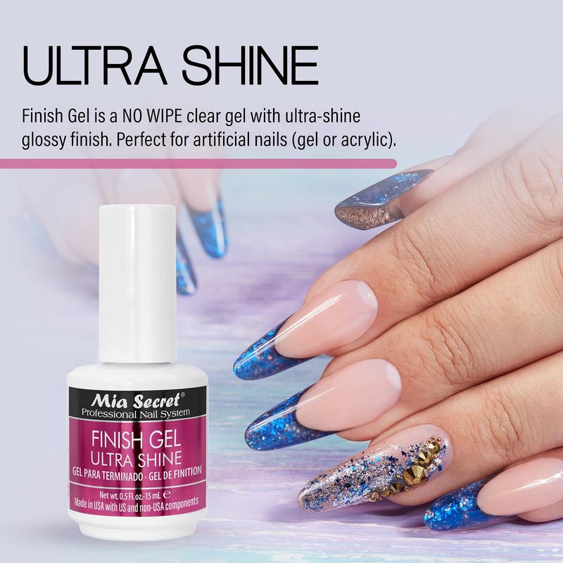 Mia Secret UV Finish Gel 15 ml - Professional High Gloss Gel Top Coat for Enhanced Acrylic Nails Finish Nail Art Nail Care