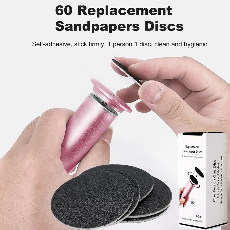 Electric Callus Remover for Feet Speed Adjustable Electric Foot File with 60pcs Replacement Sandpaper Discs Pro Pedicure Foot Filer Dead Dry Hard Skin Calluses Foot Grinder Manicure Nail Nail Care Set Aluminum Gift nail clipper