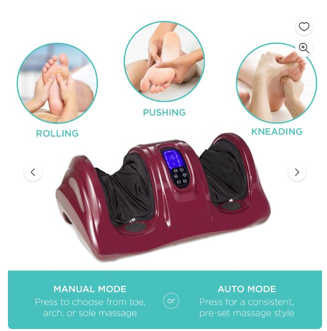 Products Therapeutic Kneading & Rolling Shiatsu Foot Massager w  High Intensity Rollers, Remote - Burgundy