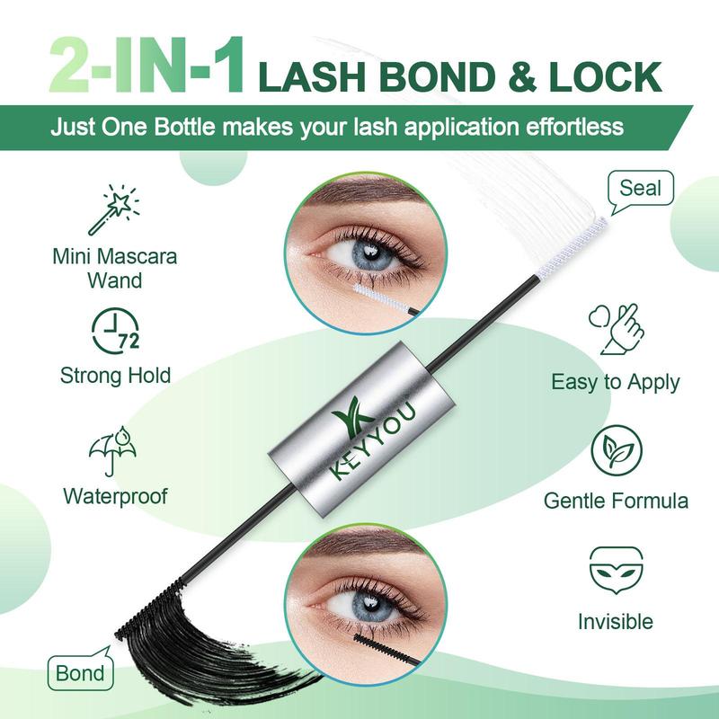 Eyelash Bond & Seal & Brush Set, 2 Counts set Long Lasting Eyelash Glue & Brush, Professional Eye Makeup Tool for Women & Girls