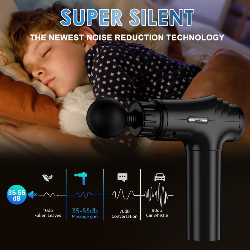 Massage Gun Deep Tissue, High Intensity Percussion Massage Device for Pain Relief with 6 massage head & 30 Speed