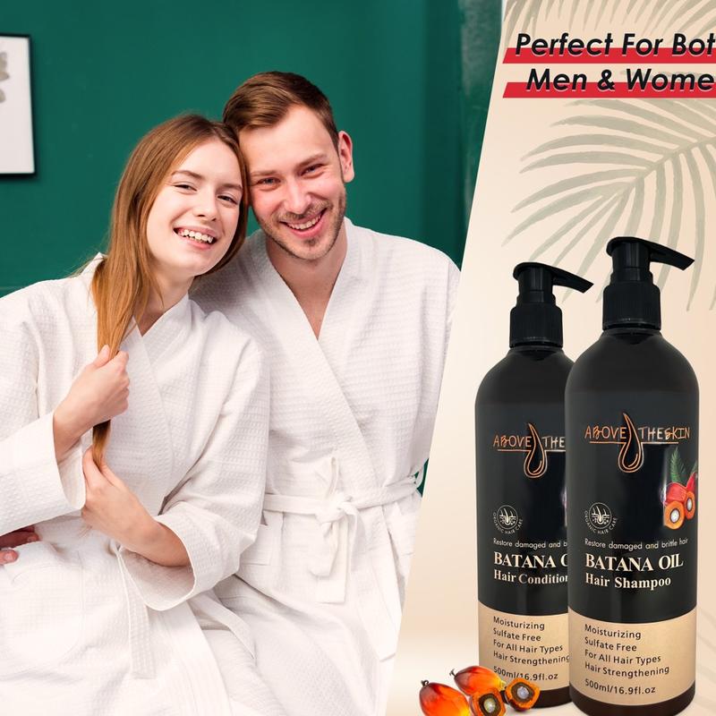 Batana Oil Shampoo and Conditioner 500ML, Sulfate Free, Restore damaged and brittle hair.