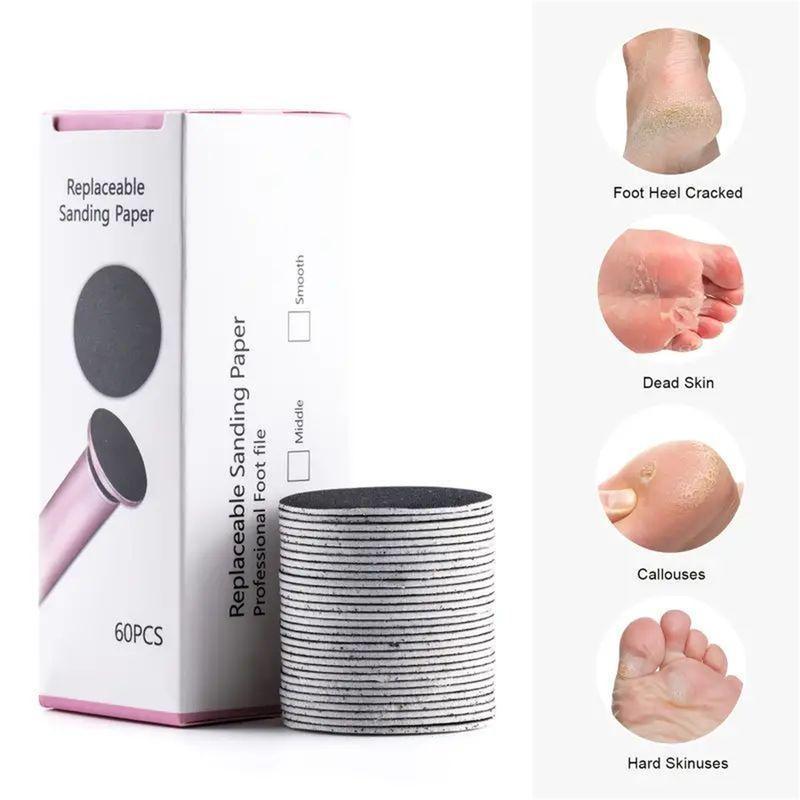 Electric Callus Remover for Feet Speed Adjustable Electric Foot File with 60pcs Replacement Sandpaper Discs Pro Pedicure Foot Filer Dead Dry Hard Skin Calluses Foot Grinder Manicure Nail Nail Care Set Aluminum Gift nail clipper