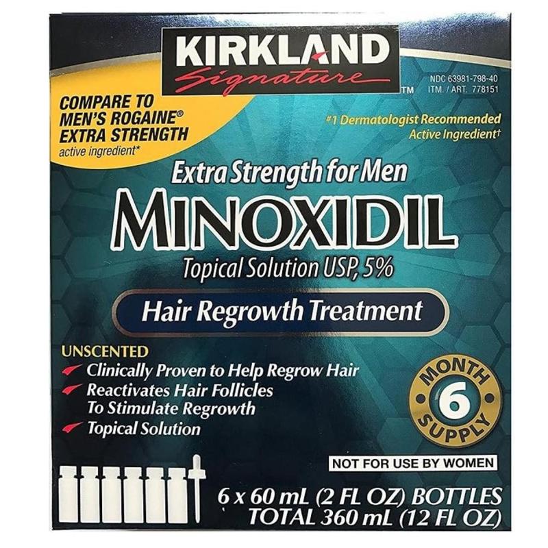 Kirkland Signature Minoxidil for Men 5% Extra Strength Hair Regrowth for Men vqzjBI, 1 Month Supply Hair Care Comfort