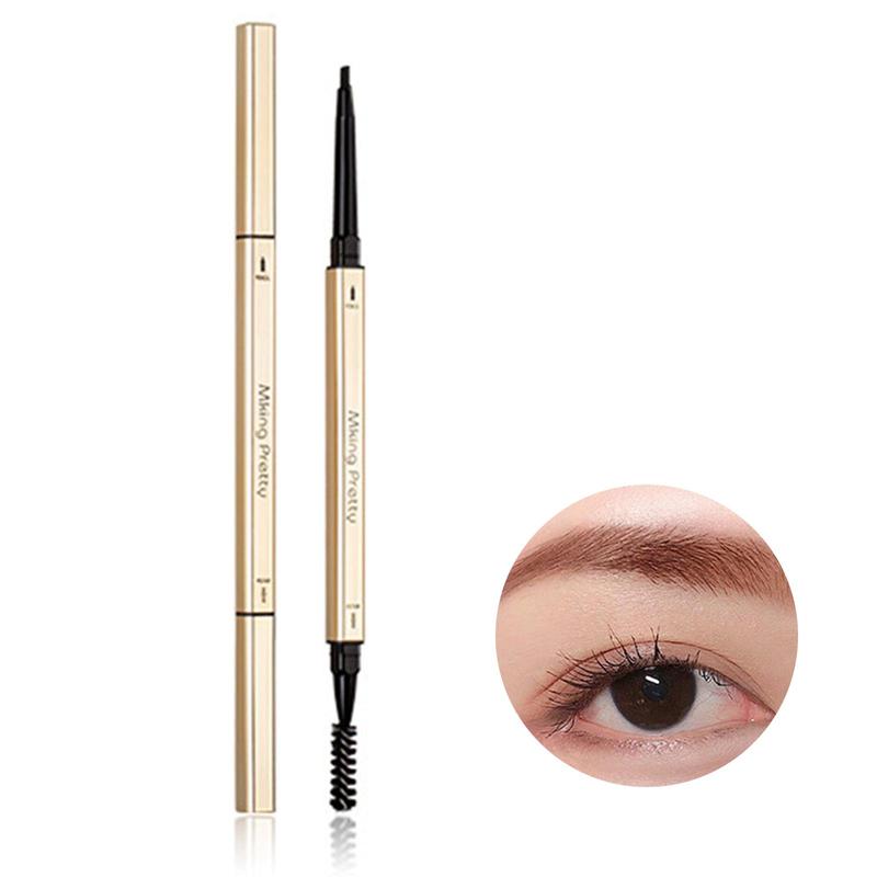 Small Gold Bar Eyebrow Pencil, 1 Count Dual-ended Triangular Machete very Fine Small Gold Chopsticks Eyebrow Pencil, Three-dimensional Sketch Waterproof Sweatproof Non-blotchy Eyebrow Pen, Christmas Gift