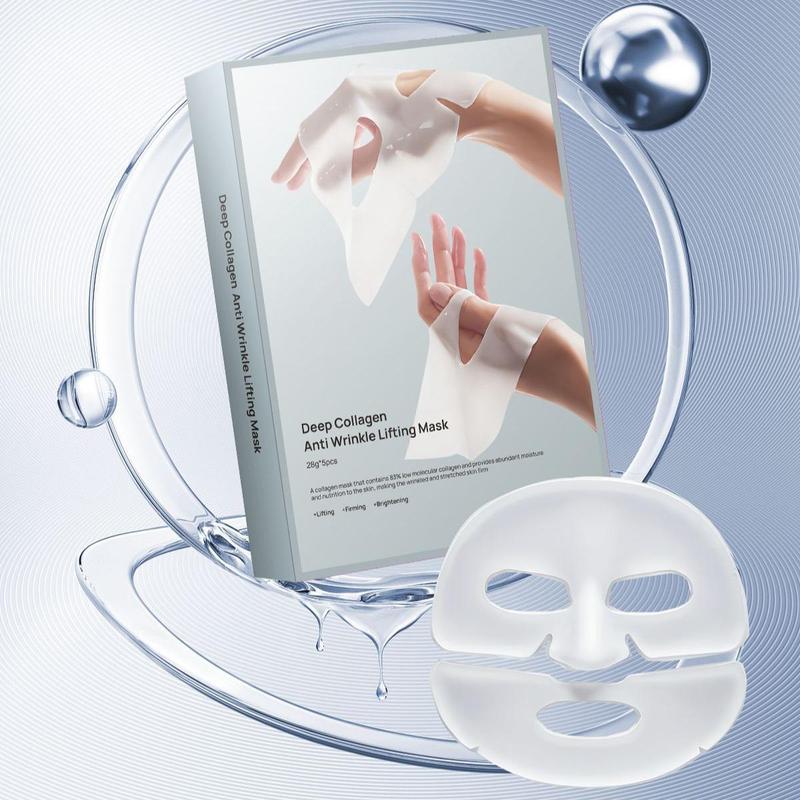 Deep Moisturizing Collagen Mask, 5 Counts box Hydrating Firming Face Mask, Moisturizing Face Mask, Face Care Product for Women & Men