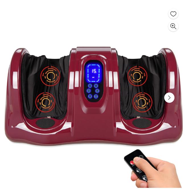 Products Therapeutic Kneading & Rolling Shiatsu Foot Massager w  High Intensity Rollers, Remote - Burgundy